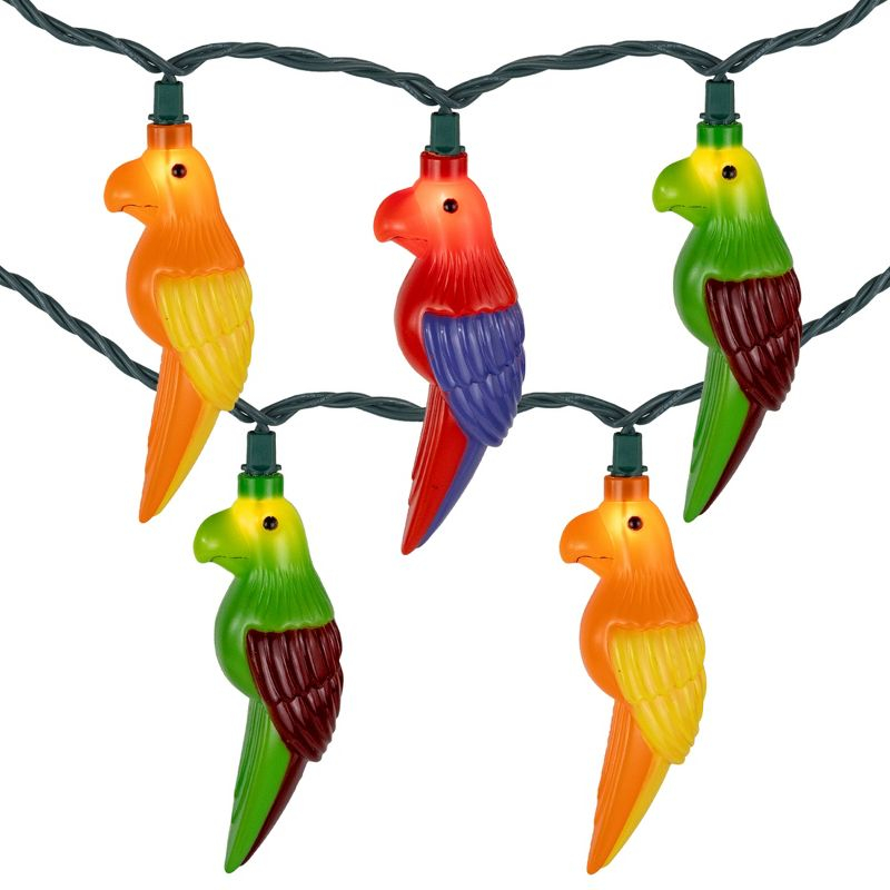 Northlight Parrot Patio Light Set - 6' Green Wire - 10ct