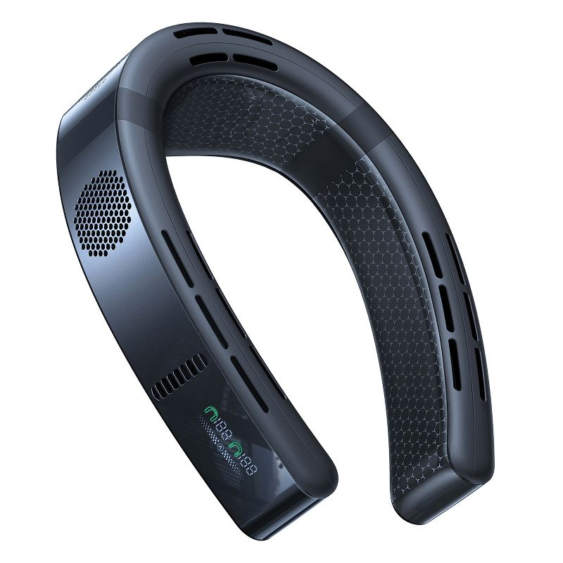 TORRAS® Portable Neck Fan, COOLiFY® Cyber Smart AI-Control Wearable Neck Air Conditioner, Bladeless, 6,000-mAh Rechargeable Battery (Cascade Black)