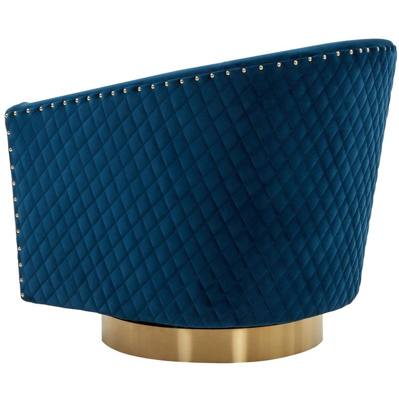 Clara Quilted Swivel Tub Chair - SFV4702 - Navy/Gold - Safavieh Couture