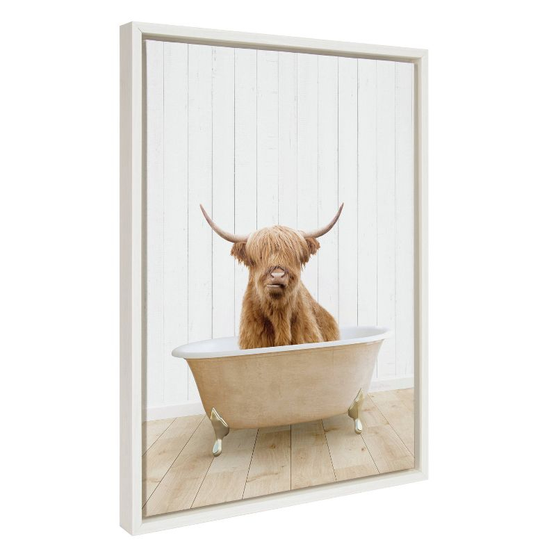 18" x 24" Sylvie Highland Cow Farmhouse Bath Framed Canvas by Amy Peterson White - Kate & Laurel All Things Decor