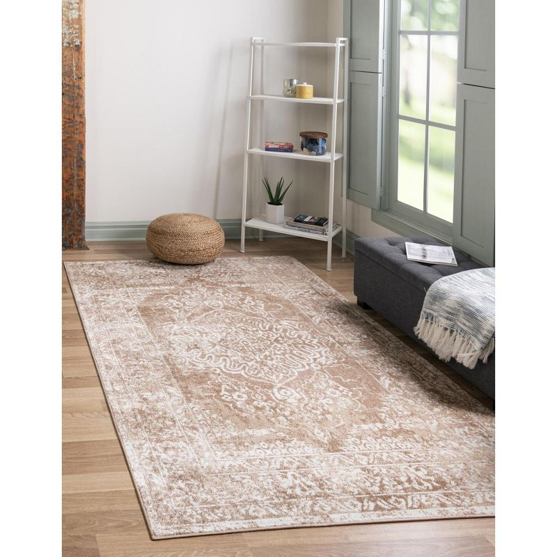 Unique Loom Oxford Collection Area Rug - Bodleian (3'  x 5' 3" Rectangle Beige/Ivory)