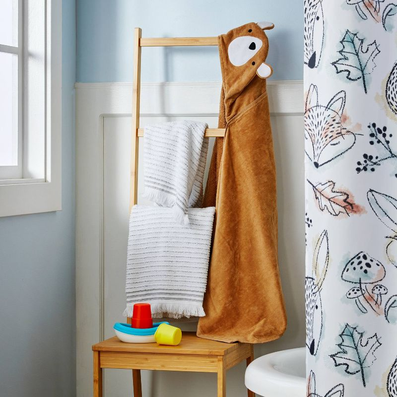 Sketched Woodland Kids' Hooded Towel - SKL Home: Cotton Bath Towel, Forest Animals, Midweight, Machine Washable, 51"x23"