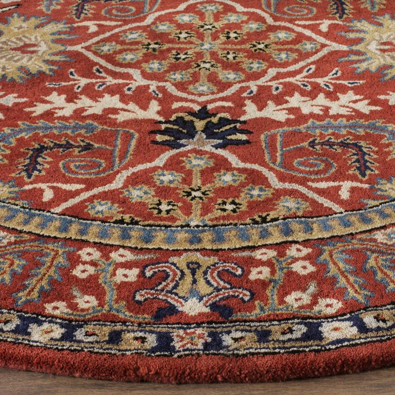 Antiquity AT64 Hand Tufted Area Rug - Red/Multi - 6' Round - Safavieh.