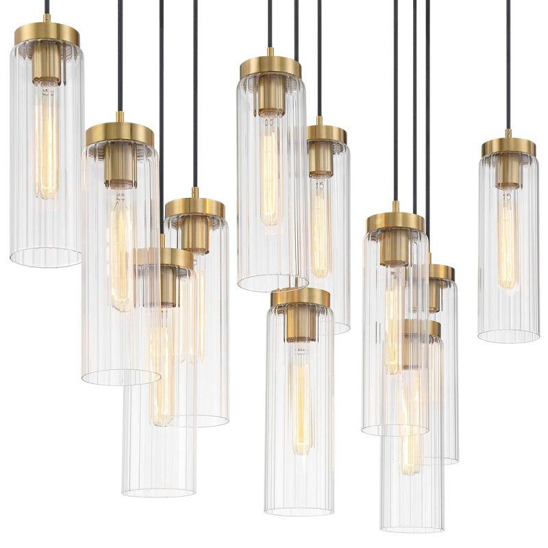 Possini Euro Design Marika 32" Modern Pendant Chandelier Ceiling Light Fixture Dining Room Over Table Kitchen Island Multi-Light Soft Gold Finish