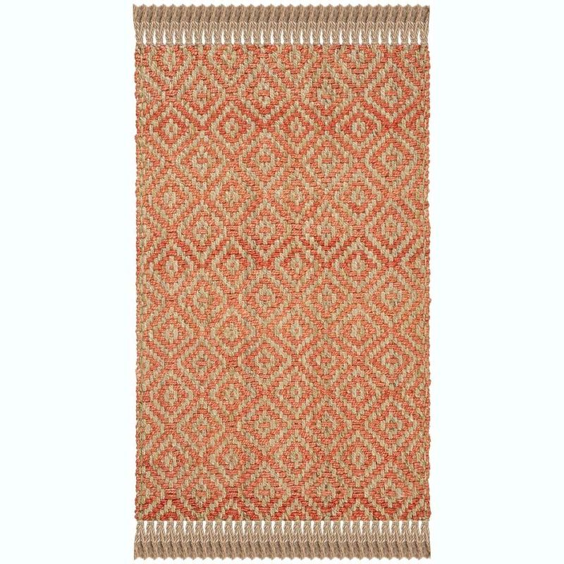 Natural Fiber NF266 Hand Woven Indoor Area Rug - Orange/Natural - 4'x6' - Safavieh.