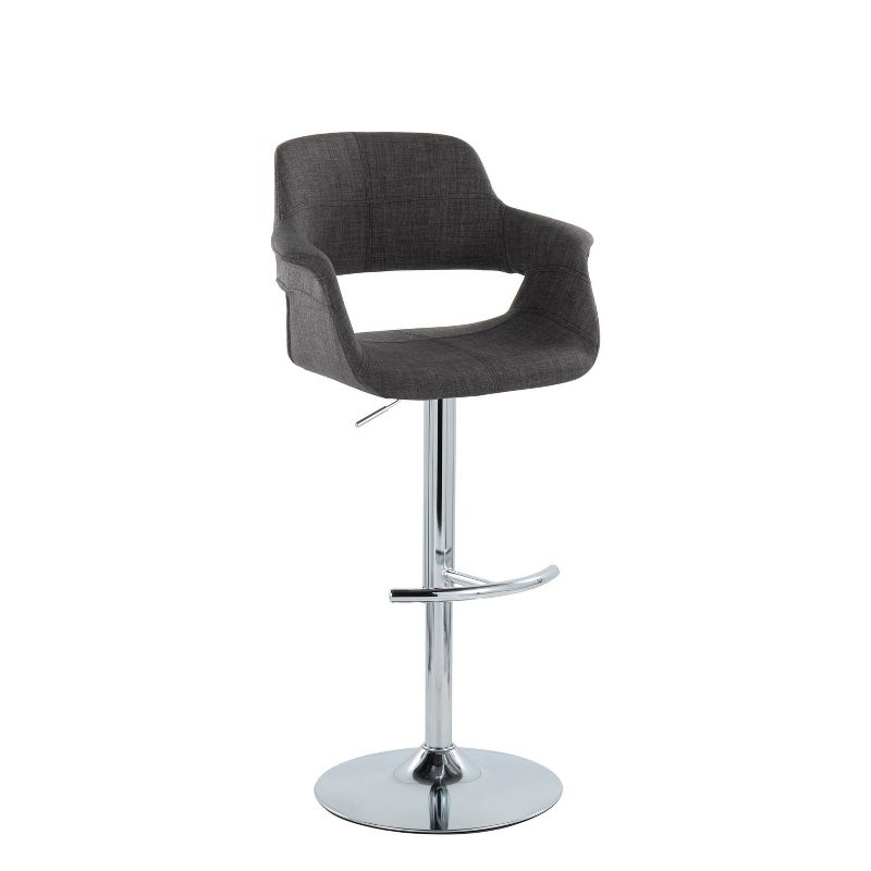 LumiSource Set of 2 Vintage Flair Adjustable Barstools Chrome/Charcoal:: Swivel, Upholstered, Steel Frame