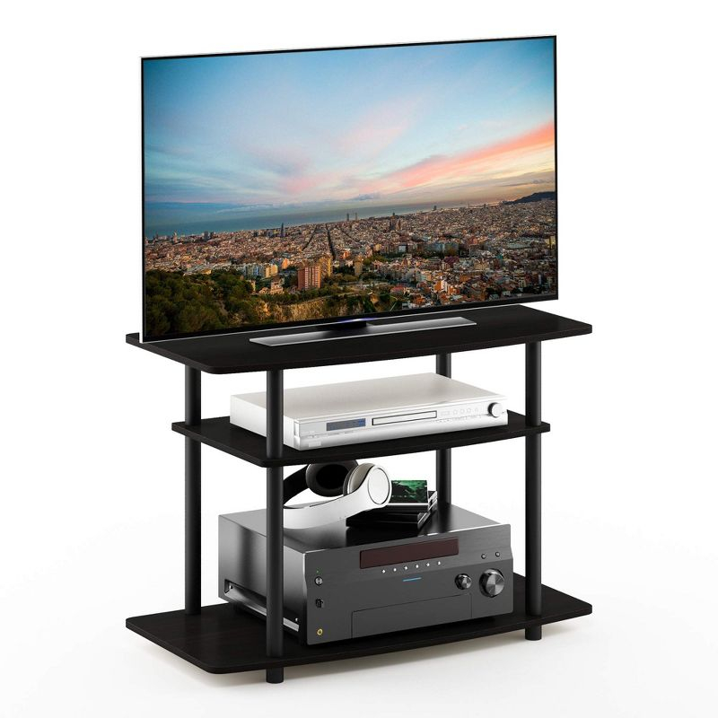 Furinno 3-Tier TV Stand Console Table for TV's up to 32" Media Entertainment Center No Tools Espresso/Black