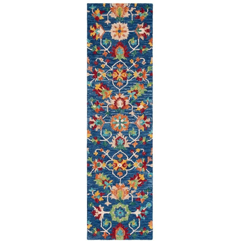 Aspen APN510 Hand Tufted Indoor Runner Rug - Navy/Red - 2'3"x11' - Safavieh