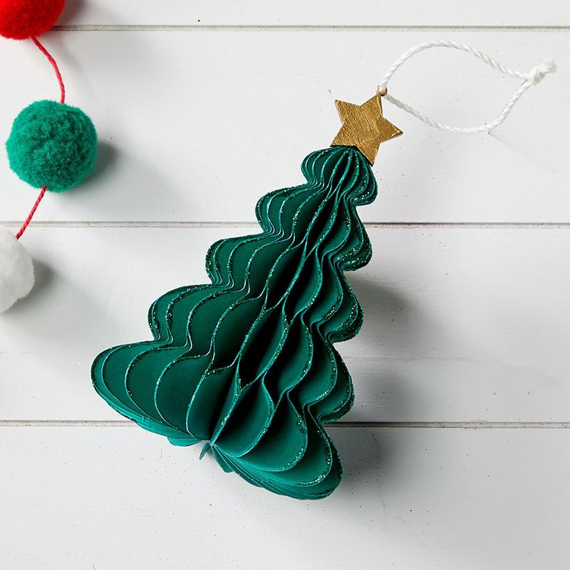 The Lakeside Collection 5-Tier Paper Tree Ornaments - Green