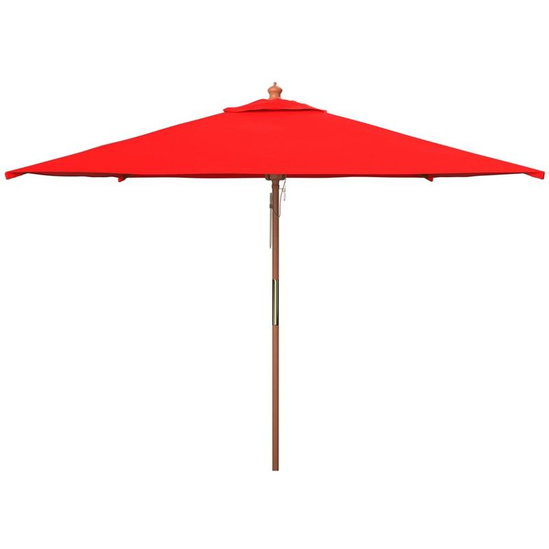 Velop 7.5 Ft Square Wooden Pulley Market Umbrella - PAT8409 - Red - Safavieh