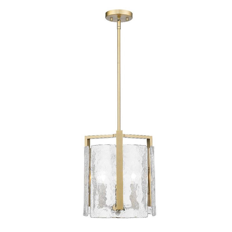 Golden Lighting Aenon 3-Light Pendant in Brushed Champagne Bronze with Hammered Water Glass