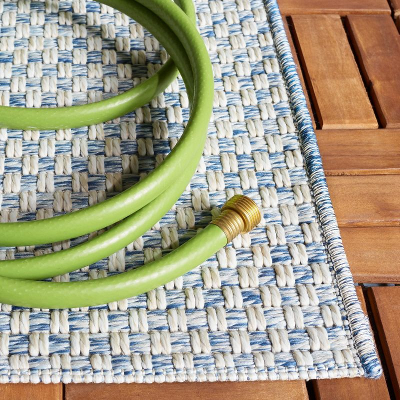 Sisal All-Weather SAW460 Power Loomed Indoor and Outdoor Area Rug - Blue/Ivory - 5'x7'6" - Safavieh.