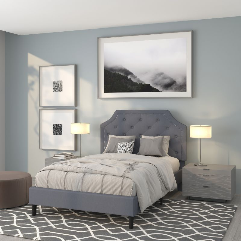 Flash Furniture Brighton Full Size Tufted Upholstered Platform Bed in Light Gray Fabric