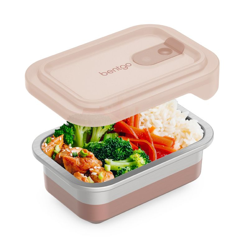 Bentgo Microsteel Heat and Eat Container Rose: Leakproof, BPA-Free, Dishwasher-Safe, Lunch Storage, 2-Year Warranty