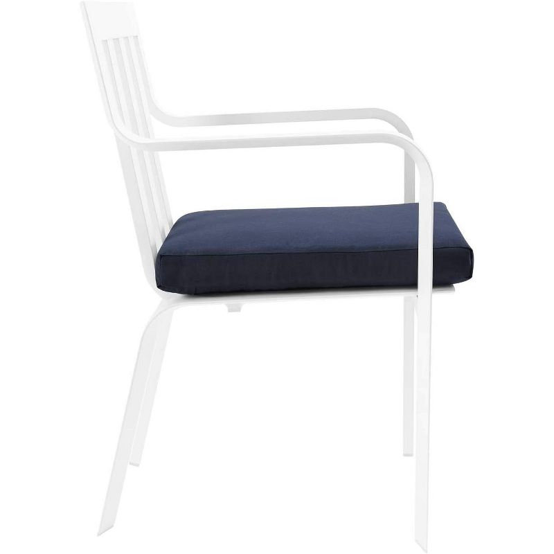 Modway Baxley Stackable Outdoor Patio Aluminum Dining Armchair White Navy