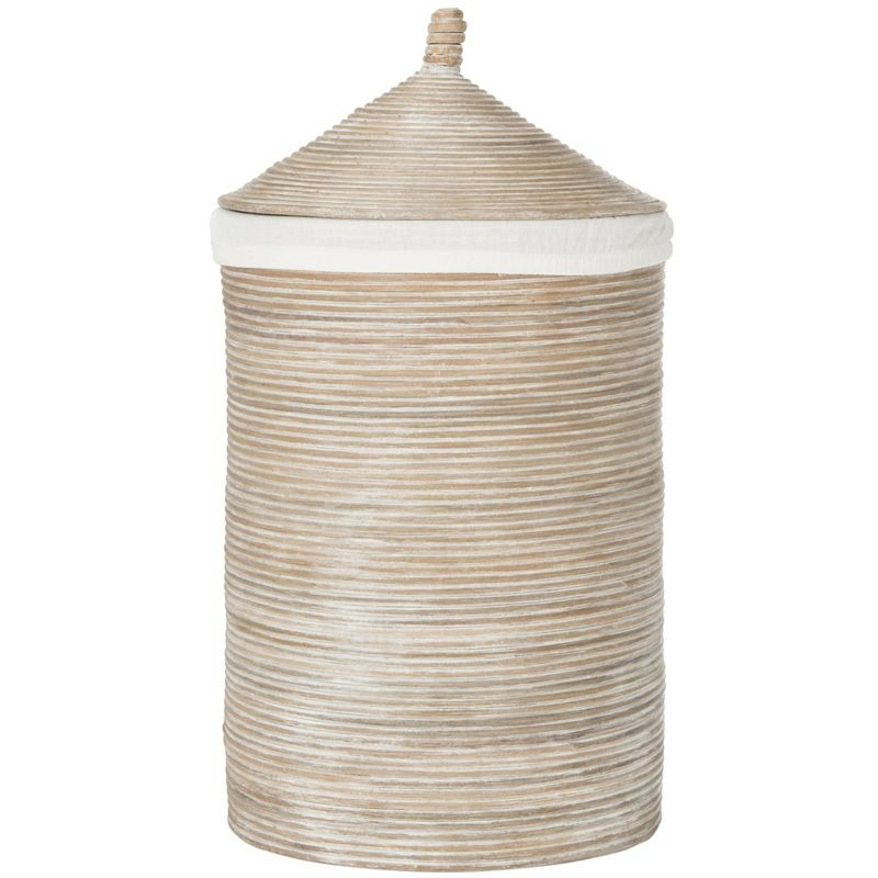 Wellington Laundry Basket with Liner - HAC6501 - White/Grey White Wash - Safavieh