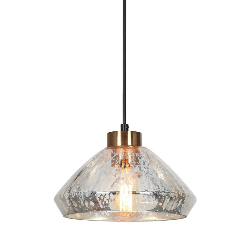LNC Anila 1-Light Matte Black and Polished Gold Linear LED Kitchen Island Light: UL Listed, Adjustable Height, E26