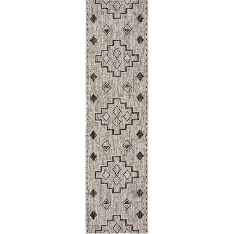 Courtyard CY8533 Power Loomed Indoor/Outdoor Runner Rug - Grey/Black - 2'3"x14' - Safavieh.