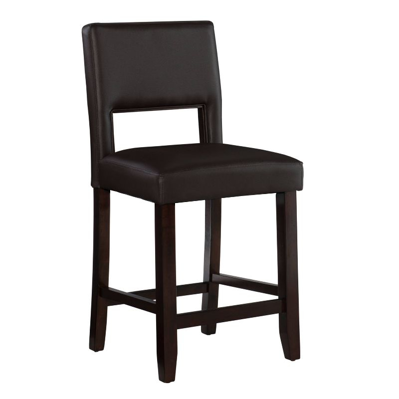 24" Vega Padded Counter Height Barstool with Ergonomic Footrest & Espresso Finish - Linon