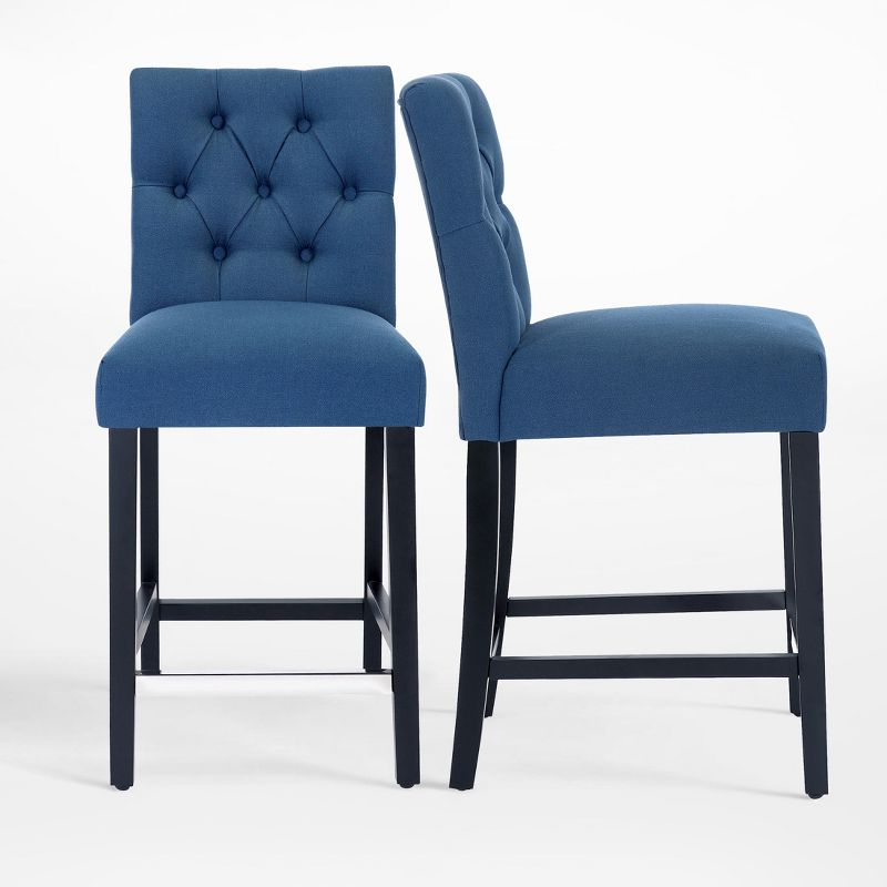 WestinTrends 24" Linen Fabric Tufted Counter Stool (Set of 2), Tea