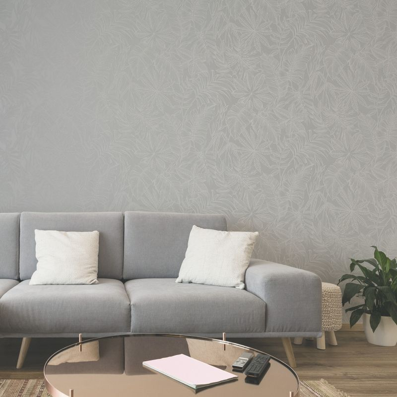 Tropic Archive Mid Grey Wallpaper Sample