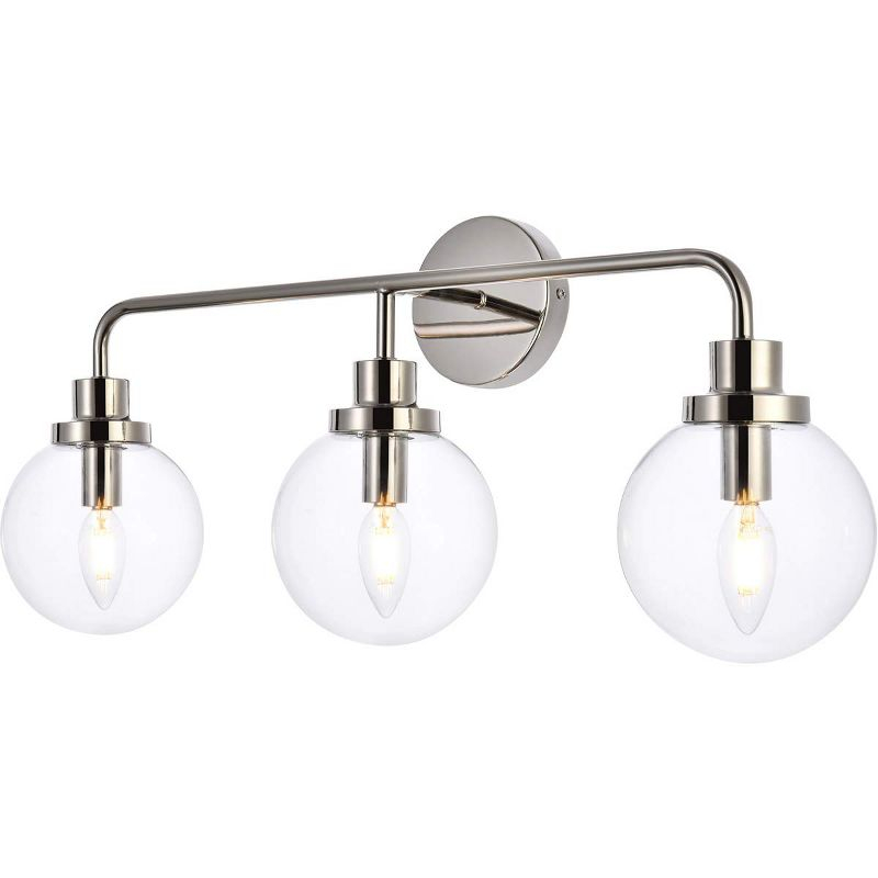 Elegant Lighting Hanson 3 lights bath sconce in polished nickel with clear shade