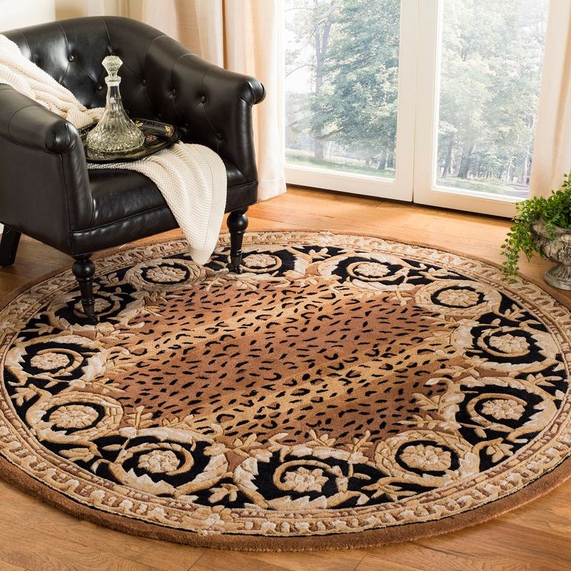 Naples NA712 Hand Tufted Area Rug - Black/Gold - 8' round - Safavieh.