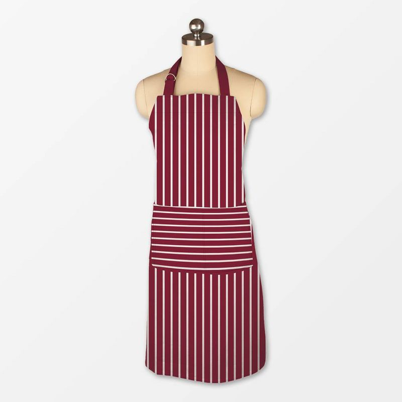 Pinstripe Chef Apron Red - MU Kitchen: Cotton Herringbone Kitchen Textile, Machine Washable, 35"x26"