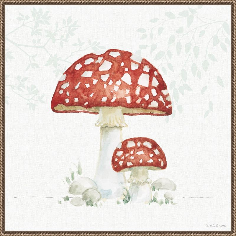 Amanti Art Woodland Love Red Mushroom by Beth Grove Canvas Wall Art Print Framed 30 x 30