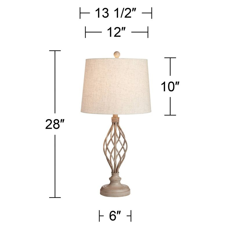 Franklin Iron Works Annie Modern Coastal Table Lamps 28" Tall Set of 2 Weathered Sand Iron Cream Tapered Drum Shade for Bedroom Living Room Bedside