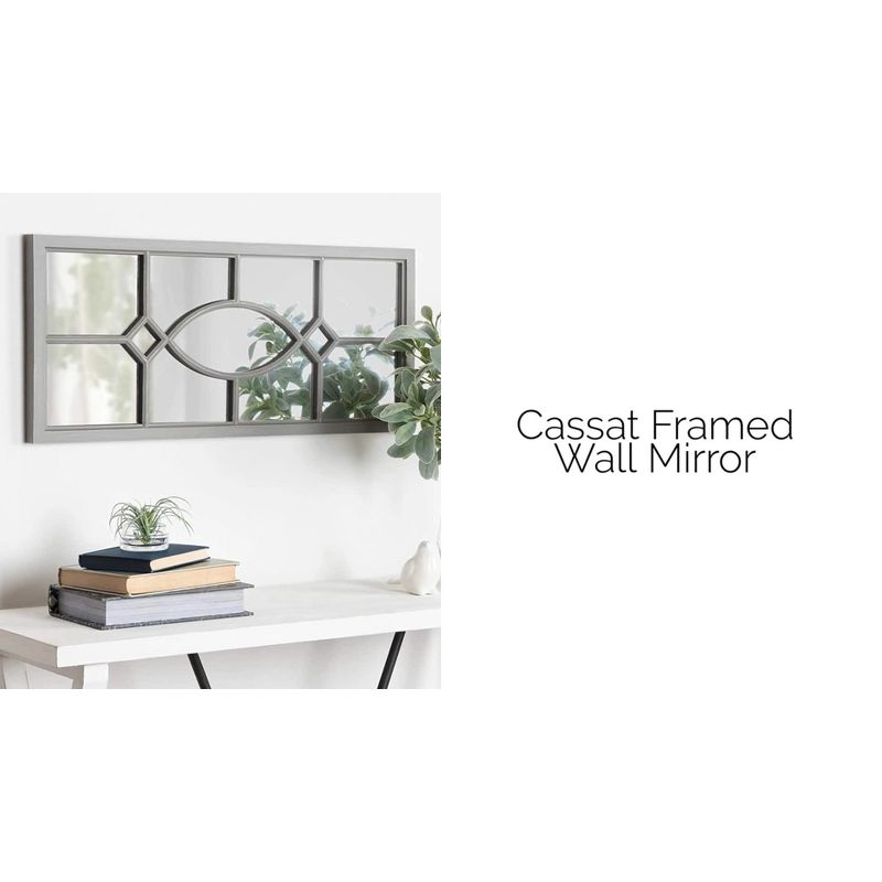13" x 30" Cassat Framed Wall Accent Mirror Black - Kate and Laurel: Modern Glossy Finish, No Assembly Required