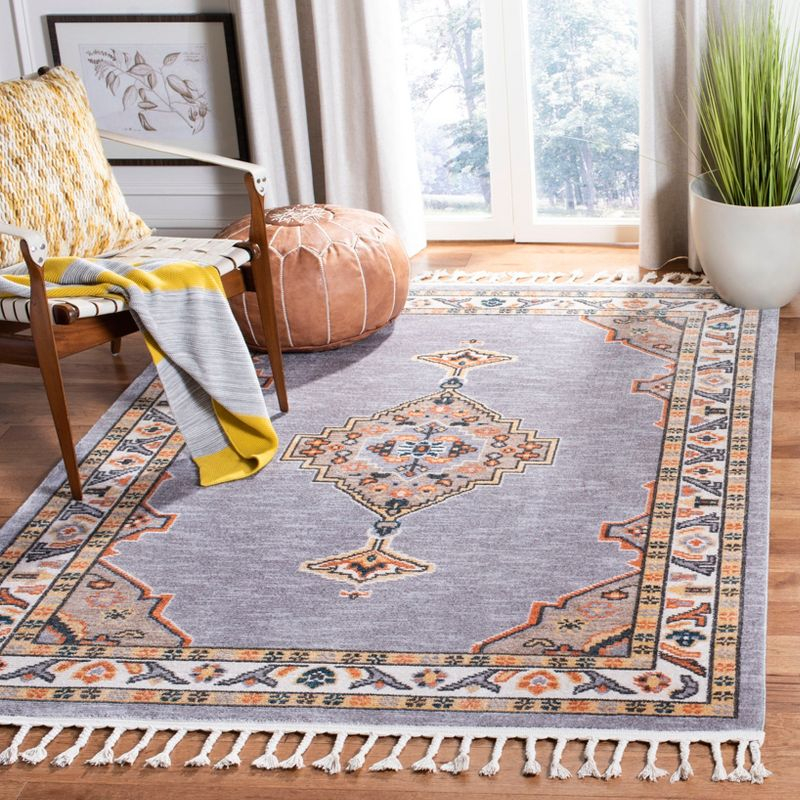 Farmhouse FMH830 Power Loomed Area Rug - Grey/Orange - 5'0" X 7'3" - Safavieh.