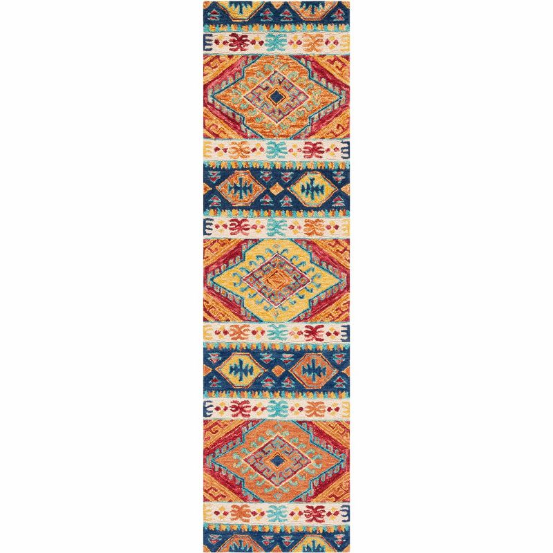 Aspen APN502 Hand Tufted Indoor Runner Rug - Navy/Ivory - 2'3"x9' - Safavieh