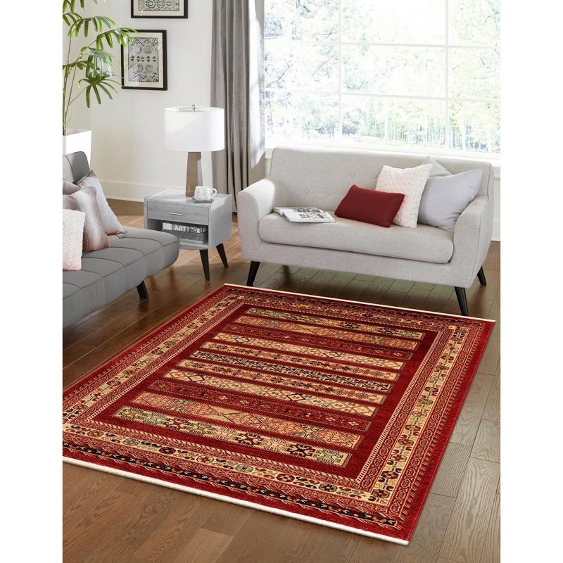 Unique Loom Fars Collection Area Rug - Pasadena (4' 1" x 6' 1" Rectangle Rust Red/Black)