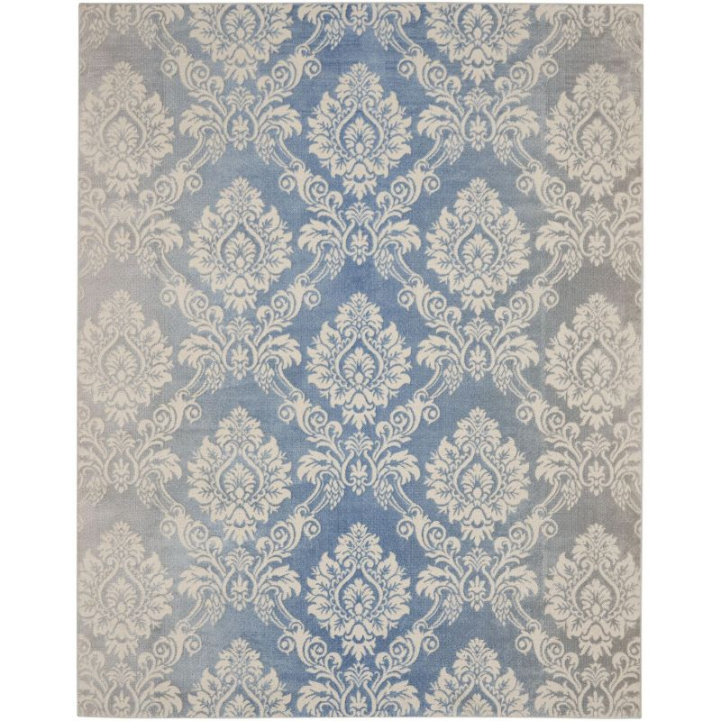 Nourison Elation ETN03 Indoor only Area Rug - Ivory Blue 7'10" x 9'10"