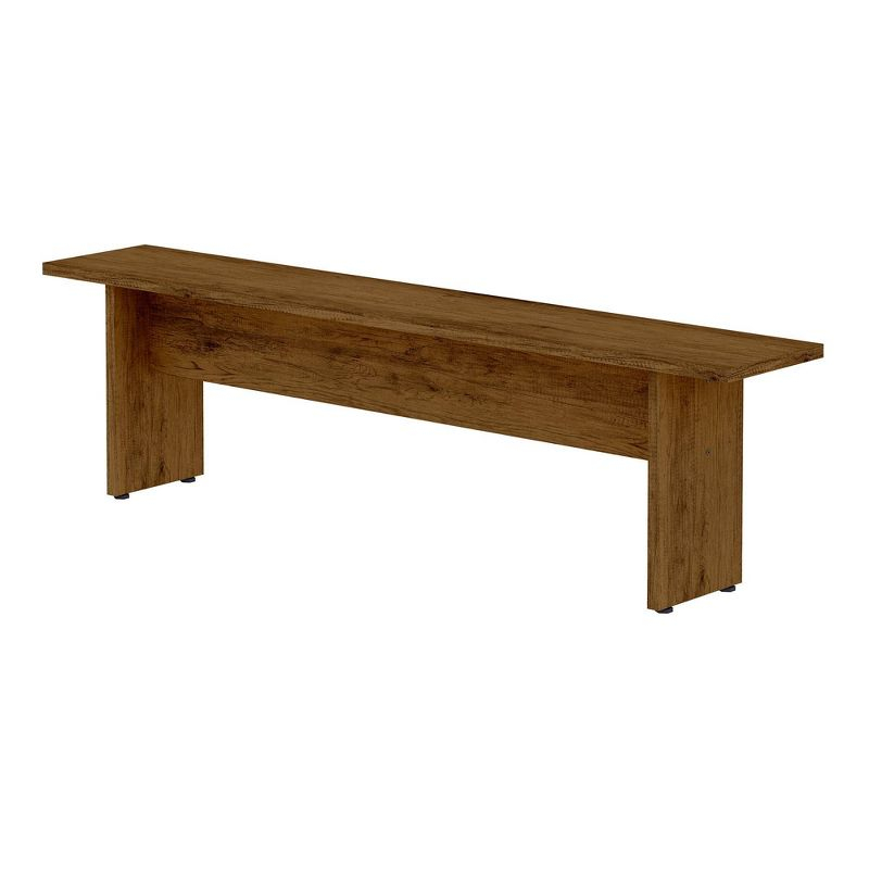 67.91" Nomad Dining Bench Natural - Manhattan Comfort: Rustic Farmhouse Style, Seats 2