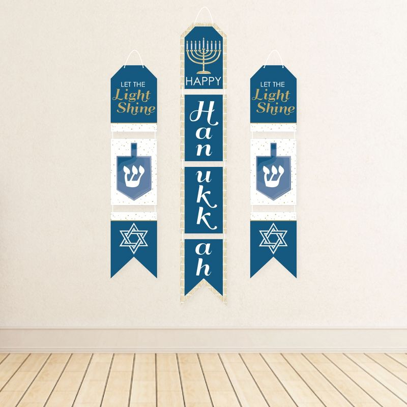 Big Dot of Happiness Happy Hanukkah - Hanging Vertical Paper Door Banners - Chanukah Holiday Party Wall Decoration Kit - Indoor Door Decor
