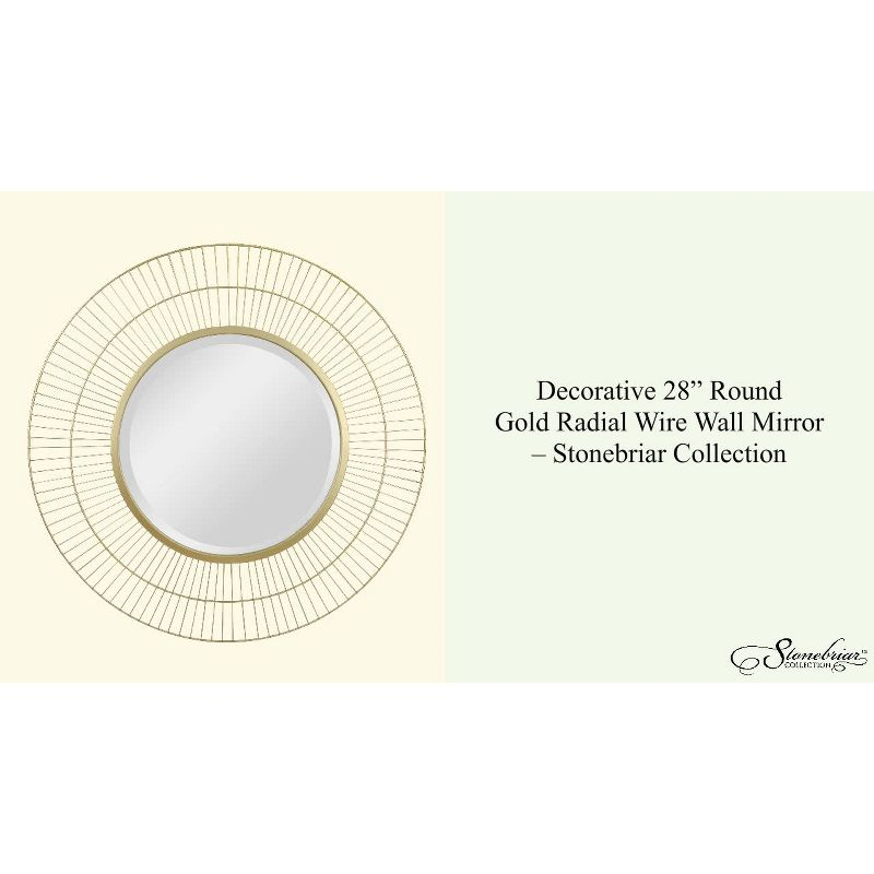 Two Loop Radial Wire Mirror Gold - Stonebriar Collection
