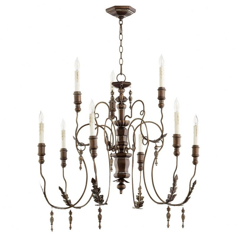 Quorum Lighting Salento 9-Light Chandelier, Vintage Copper, 32 Width, 34 Height