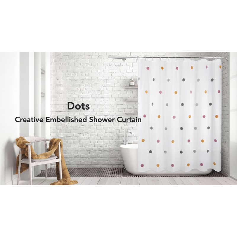 Allure Home Creations Dots Shower Curtain: Polyester Bath Curtain, Microfiber, Buttonhole Top
