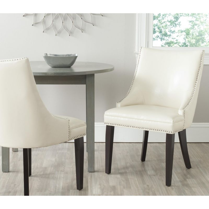 Afton 20"H Side Chair with Nail Heads (Set of 2) - Flat Cream - Safavieh