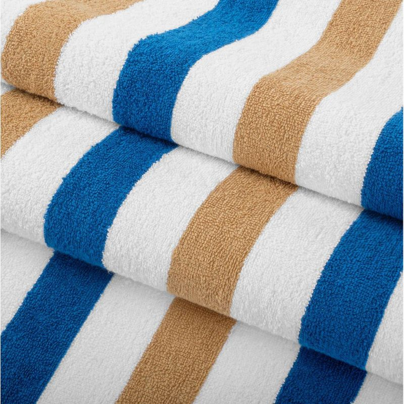 Arkwright Oversized Beach Towels (30x70, 4-Pack), Soft Ringspun Cotton Cabo Cabana Striped Beach Towel, Pool Towel, Bath Towel - Navy/Beige