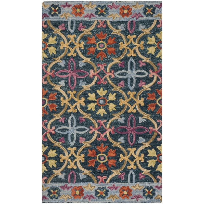 Suzani SZN310 Hand Hooked Indoor Accent Rug - Blue/Multi - 3'x5' - Safavieh