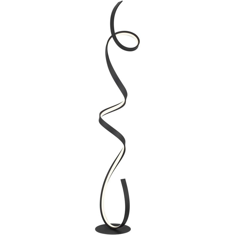 Possini Euro Design Avante Modern 56 1/2" Tall Standing Floor Lamp Ribbon LED Foot Switch Matte Black Finish Living Room Bedroom House Reading Office