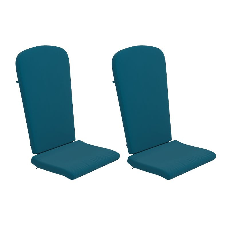 Flash Furniture Charlestown Set of 2 All Weather Indoor/Outdoor High Back Adirondack Chair Cushions, Patio Furniture Replacement Cushions - Teal