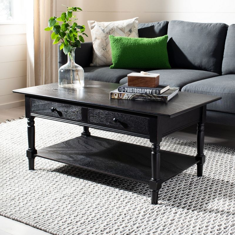Boris Coffee Table - Distressed Black - Safavieh
