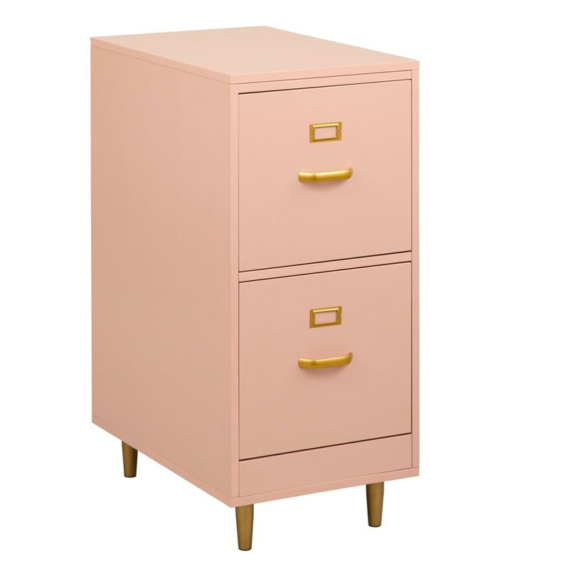 Buylateral 2 Drawer Dixie Filing Cabinet Blush Pink: Modern Vertical Storage, MDF Construction, 33"H x 15"W