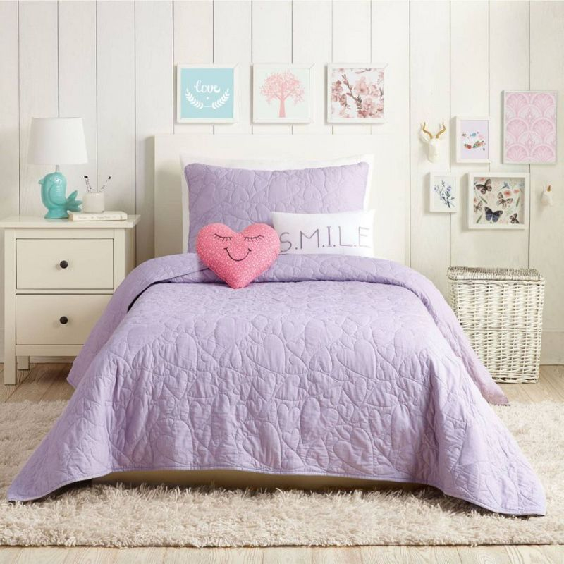 Urban Playground Heart 4-Piece 100% Cotton Twin Quilt Set