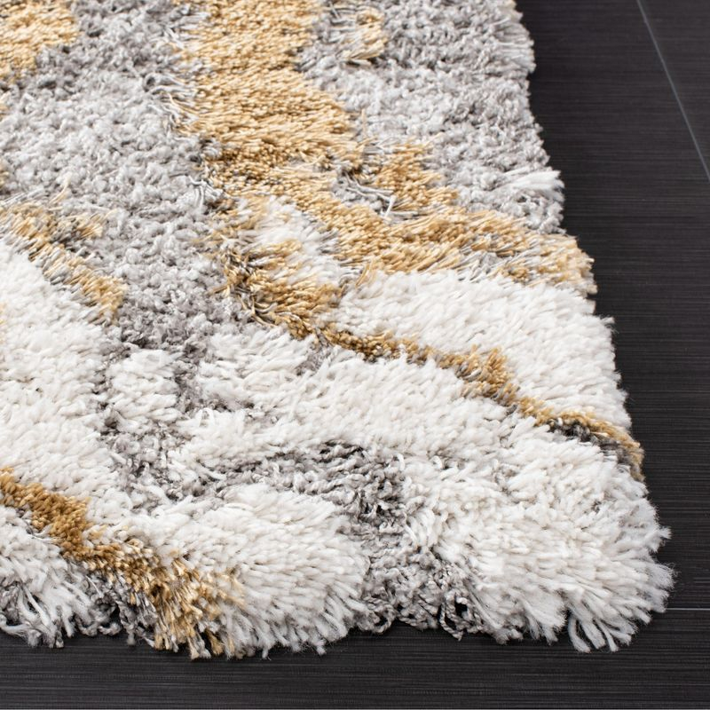 Horizon Shag 800 HZN890 Machine Made Area Rug - 6'7"x6'7" - Grey/Gold - Safavieh