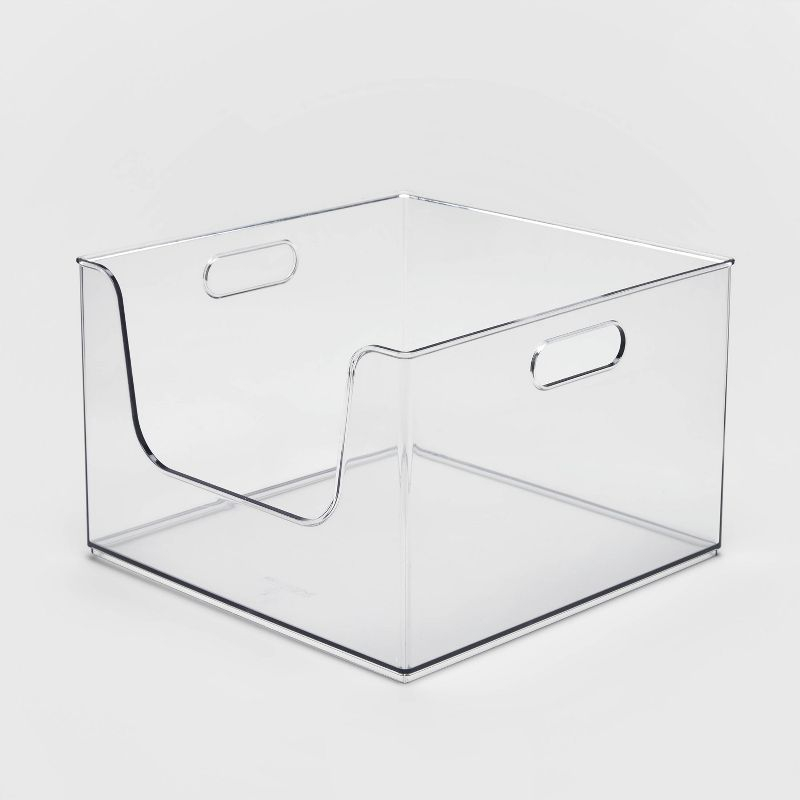 12" x 12" x 8" All Purpose Open Front Storage Bin - Brightroom™: Clear Acrylic Organizer, Stackable PETG Plastic